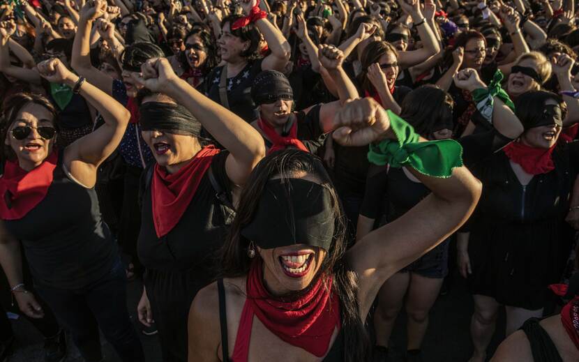 Women protest in Santiago, Chile