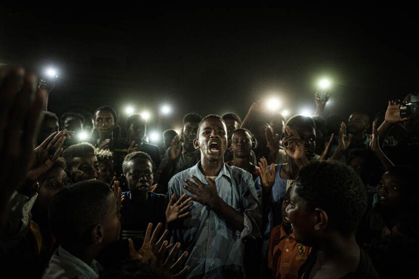 Man screaming during demonstration (Khartoum, Sudan)